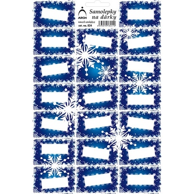 Arch Vánoční samolepky na dárky modré vločky 20 etiket 1 arch – Sleviste.cz
