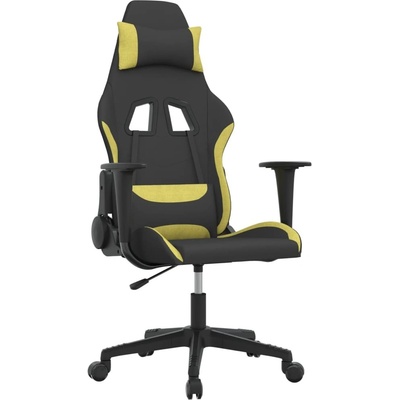 vidaXL Masážní herní židle černá a světle zelená textil 345496