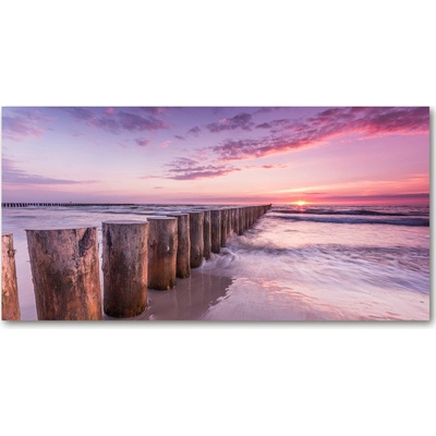 Foto obraz sklenený horizontálny drevený vlnolam 100x50 cm