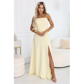 Numoco ELARA Корсетна макси рокля с цепка и връзки на гърба - масленожълта numoco | Zhalt | ЖЕНИ | XS