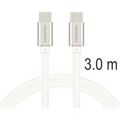 Swissten 71527211 Textile USB-C / USB-C 3m stříbrný