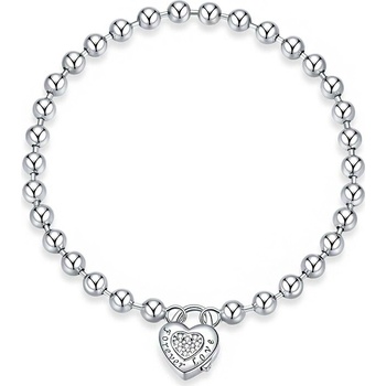 P&J Jewellery stříbrný náramek srdce s kuličkama HSBR17