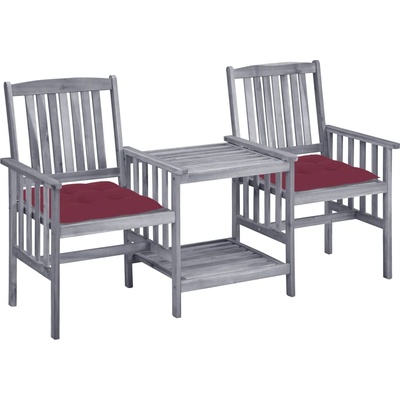 vidaXL Градински столове с маса за чай и възглавници, акация масив (3061326)