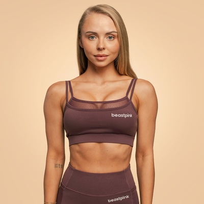 GymBeam BeastPink Спортен сутиен Breeze Mulberry XS