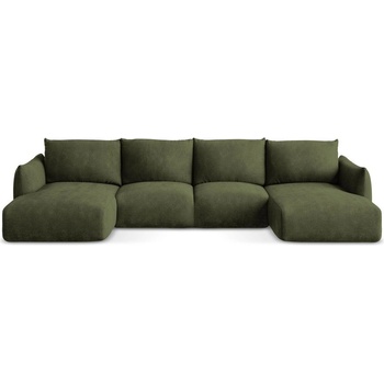 makamii Зелен шенилов сгъваем ъглов диван (U форма) Leila - Makamii (LEILA_UF_61_P1_C5)