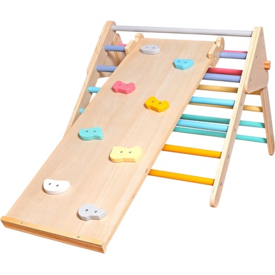 Ginger Home Дървен пиклер триъгълник 2 в 1 Ginger Home - Катерушка и Пързалка (W01F021)