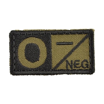 MILITARY RANGE Nášivka krvná skupina 0 NEG VELCRO OLIV