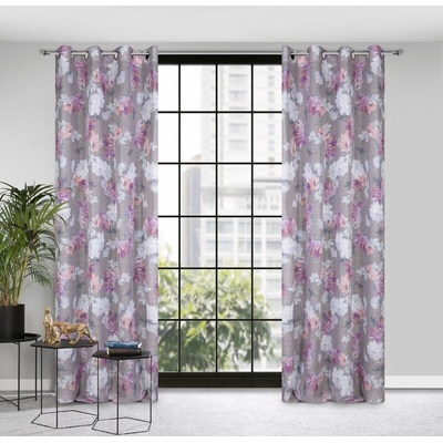 Dekoračný etamínový záves SHERRY s kvetinovým motívom 140x250cm