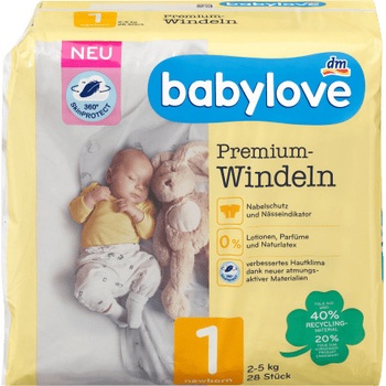 Babylove Premium extra měkké 1 Newborn 2-5 kg 28 ks