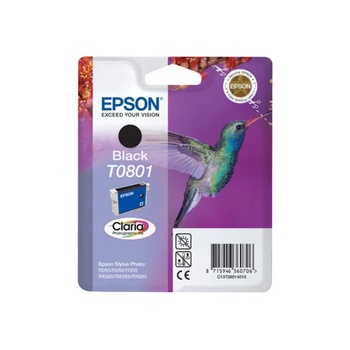 Epson 5LB T0801 черна касета с мастило стандартен капацитет 7, 4 ml 330 страници 1 пакет блистер без аларма (C13T08014011)
