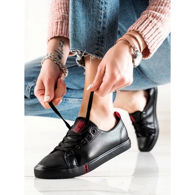 Big Star Shoes Výborné dámské tenisky bez podpatku černé