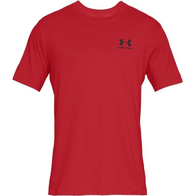 Pánské tričko s krátkým rukávem UA sportstyle Left Chest Red, 1326799-600
