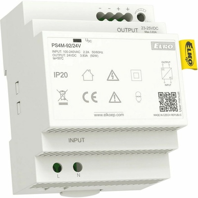 Spínaný stabilizovaný napájecí zdroj PS4M-92/24V ELKO EP 8595188180542