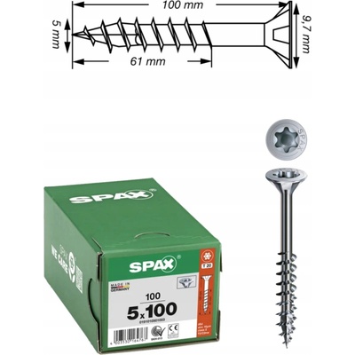 Univerzální vruty Spax 5 x 100 mm, 100 ks