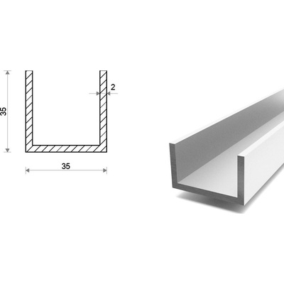 Hliníkový U profil 35x35x35x2
