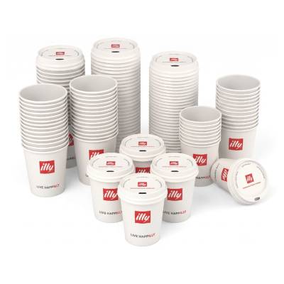 illy хартиена чаша с капак за кафе бяла 89 мл картонена кутия 50 бр