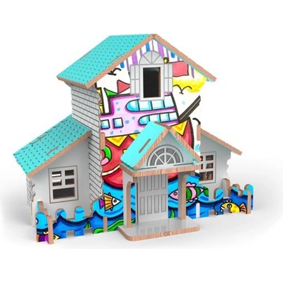 Wiky kreativita 3d пъзел дървена къщичка с цветове