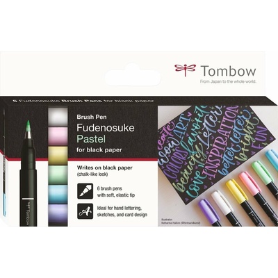 Tombow Tombow Brush Pen Fudenosuke pastel na čierny papier 6 ks