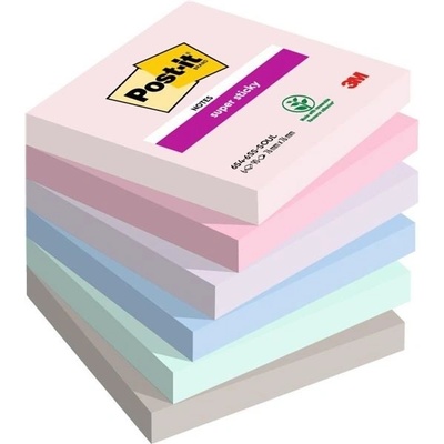 POST-IT Bloček Post-it Super Sticky SOULFUL, veľkosť 76x76 mm, 6 bločkov po 90