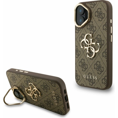 GUESS PU 4G Метален лого Стойка за камера Заден капак за iPhone 16 Кафяв Guess | Kafyav | ЖЕНИ | UNI