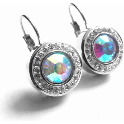 Steel Jewelry náušnice s duhovým krystalem z chirurgické oceli NS090423