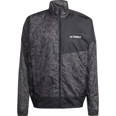 adidas Яке Adidas Men's Terrex Trail Water-Resistant Wind Performance Running Jacket - Charcoal/Black