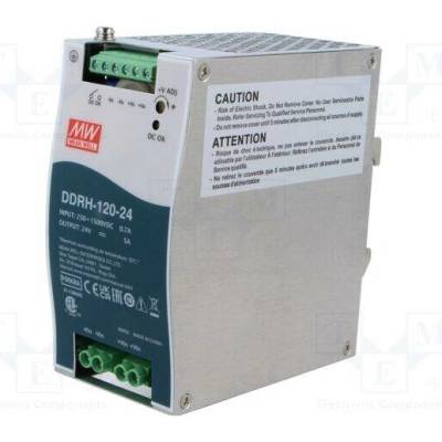 MEAN WELL DDRH-120-24 Měnič: DC/DC; 120W; Uvst: 250÷1500VDC; Uvýst: 24VDC; Ivýst: 5A; 4kV