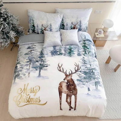 TiaHome 3D obliečky Polycotton Vianočné Jeleň 200x140 90x70