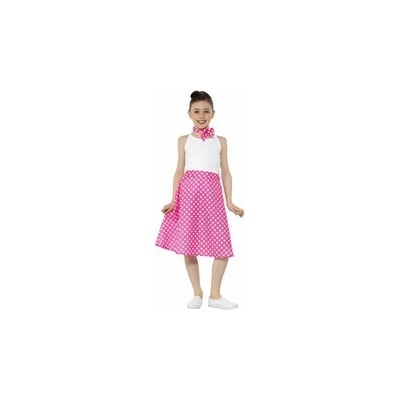Dievčenská bodkovaná sukňa z 50. rokov ružová