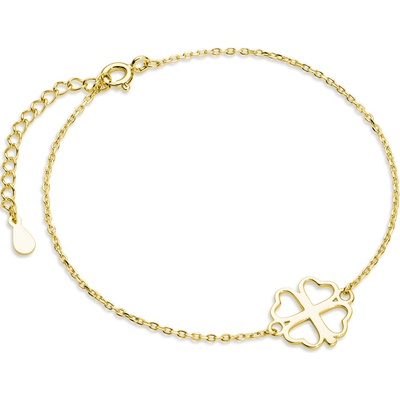 Lunica Stříbrný náramek zlatý ČTYŘLÍSTEK 0195