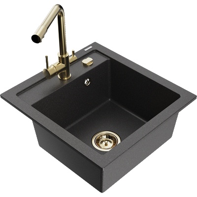 Mexen Vito гранитна кухненска мивка с 1 отделение с кухненски смесител Duero, (6503-76-671600-50)