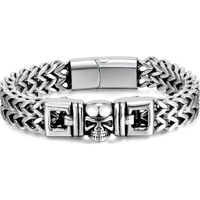 Impress Jewelry Dvojradový retiazkový náramok Franco z nerezovej ocele s lebkou GS1342