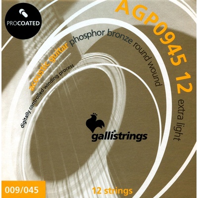 Galli AGP0945-12 PRO coated Phosphor Bronze 12 String Extra Light