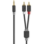 Nedis CABW22200AT50 стерео аудио кабел 3, 5 мм стерео жак - 2 пъти RCA, позлатен, 5 м (CABW22200AT50)