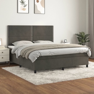 Petrashop 3142972 boxspring postel s matrací tmavě šedá samet