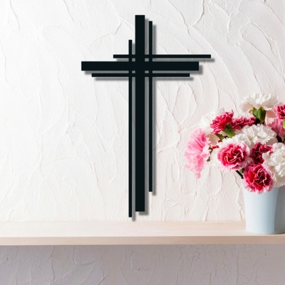 Karls DESIGN Drevený krížik na stenu - Line - 50cm