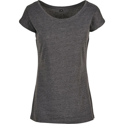 Build Your Brand Dámske tričko so širokým výstrihom BB013 Charcoal