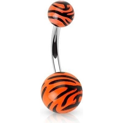 Šperky4U piercing do pupíku banánek zebrovaný BA01048-O