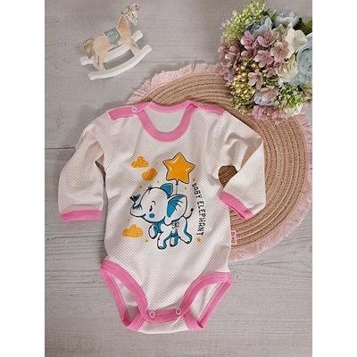 Detské body baby elephant ružový lem