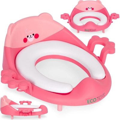 Ecotoys Nástavec na toaletu pro děti s úchyty měkký polštář růžový