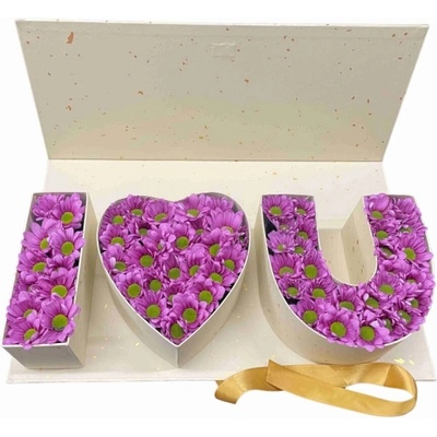Krémový I Love You Box květin 003
