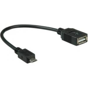 Roline VALUE 11.99. 8311 : : USB кабел с адаптер, OTG, micro B-M - A-F, 0.15 м (11.99.8311)