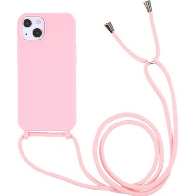 SES Gumové ochranné so šnúrkou na krk Apple iPhone 11 - svetlo ružové