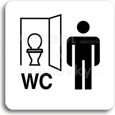 ACCEPT Piktogram WC muži kabinka - bílá tabulka - černý tisk bez rámečku