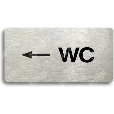 ACCEPT Piktogram WC VLEVO - stříbrná tabulka - černý tisk bez rámečku