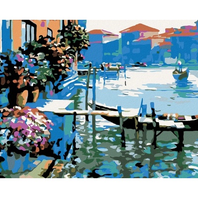 zuty Malování podle čísel Veslice u domu 50 x 40 cm vypnuté plátno na rám