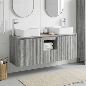 vidaXL Комплект шкафове за баня 3 бр. Сив Сонома 135 x 35 x 80 см (3405663)