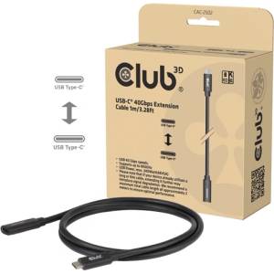Club 3D Кабел Club 3D - CAC-2502 (USB-C към USB-C, M/F, 40Gbps, 8K60Hz, 240W, DP 1.4 Alternate Mode, 1 м) (CAC-2502)
