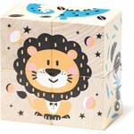 Puzzlika Дървени кубчета Cubika - Животни, 4 кубчета, 6 пъзела (15429) - baby