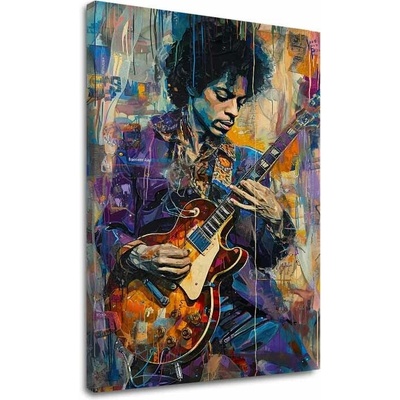 Obraz Jimi Hendrix - Gitara v plameňoch | dokončené rukou umelca - 100x150 cm